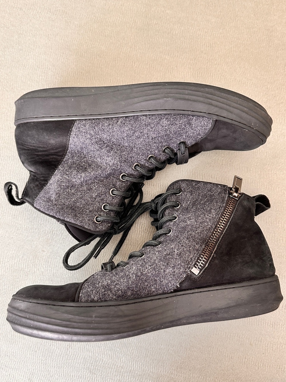 Karl lagarfield Gray and Black Lace-Up Platform Sneakers